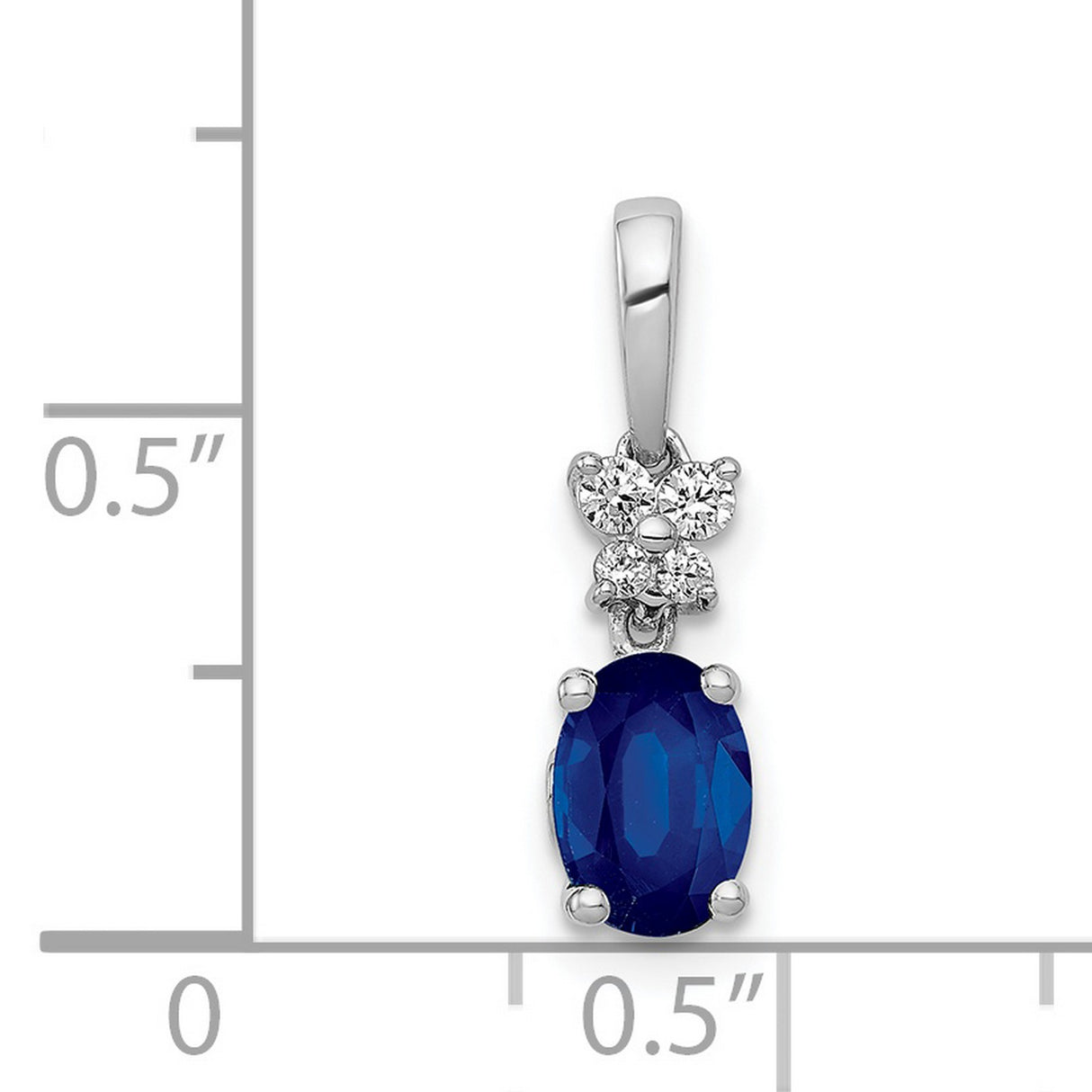 Diamond and .82 Oval Sapphire Charm Pendant in Real 14k White Gold