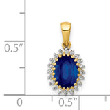 Diamond and Oval 1.30 Sapphire Charm Pendant in Real 14k Yellow Gold