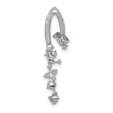14k White Gold Pendant with Emeralds and Diamonds, Curved Cascading Nature-Inspired Design