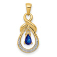 10k Yellow Gold Pendant with Sapphire and Diamond Accents, Infinity Teardrop Design