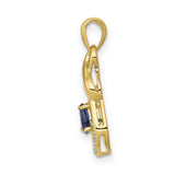 Pear Sapphire and Diamond Dangle Charm Pendant in Real 14k Yellow Gold