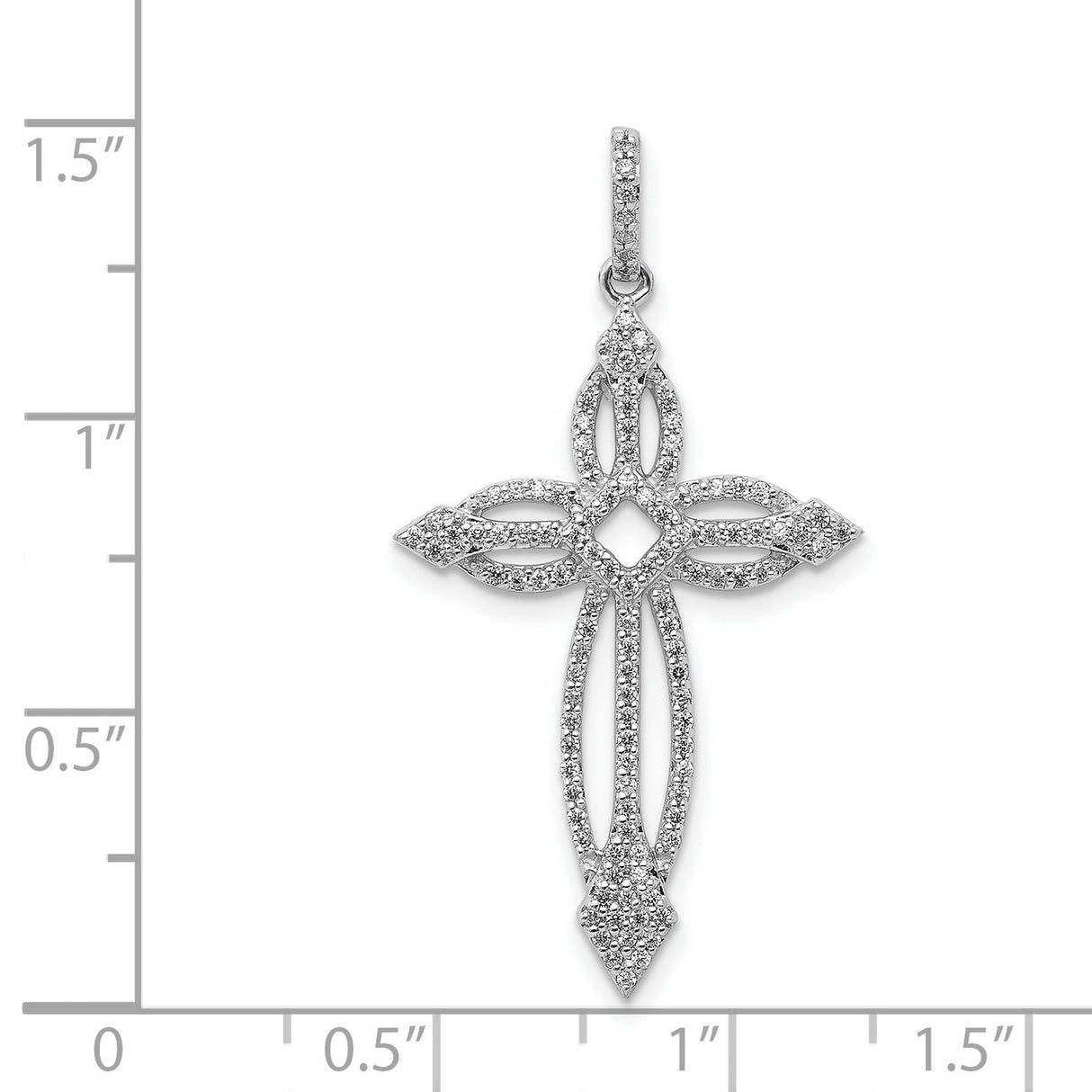 1/3ct Diamond Fancy Cross Charm Pendant in Real 14k White Gold