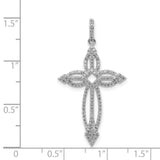 1/3ct Diamond Fancy Cross Charm Pendant in Real 14k White Gold