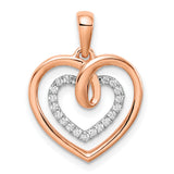 14k Two-Tone Gold Heart Pendant with Diamond Accents, Intertwined Romantic Design