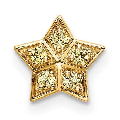 14k Yellow Gold Star Stud Earrings with Sapphire, Textured Finish and Diamond-Cut Accents