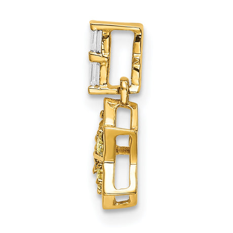 14k Yellow Gold Star Pendant with Sapphire and Diamond Baguette Accents, Celestial Charm