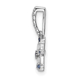 14k White Gold Starburst Pendant with Sapphire and Baguette Diamond Accents, Celestial Charm Design