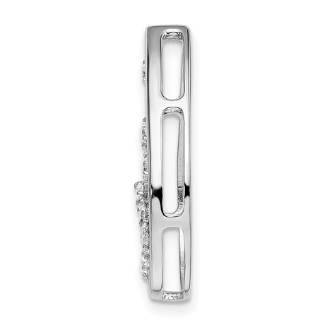 14k White Gold Teardrop Pendant with Graduated Round Cut Diamonds, Modern Open Design