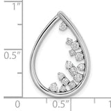 14k White Gold Teardrop Pendant with Graduated Round Cut Diamonds, Modern Open Design