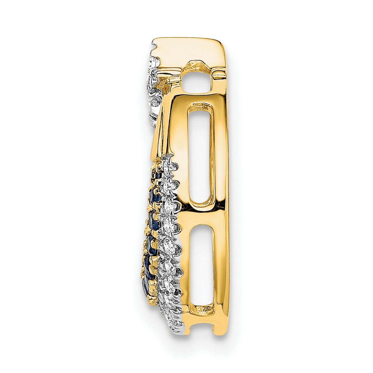 14k Yellow Gold Pendant with Sapphire and Diamond Accents, Crescent Moon and Star Design