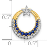 14k Yellow Gold Pendant with Sapphire and Diamond Accents, Crescent Moon and Star Design