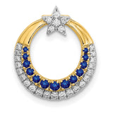 14k Yellow Gold Pendant with Sapphire and Diamond Accents, Crescent Moon and Star Design