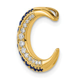 14k Yellow Gold Crescent Moon Pendant with Sapphire and Diamond, Celestial Boho Jewelry for Women