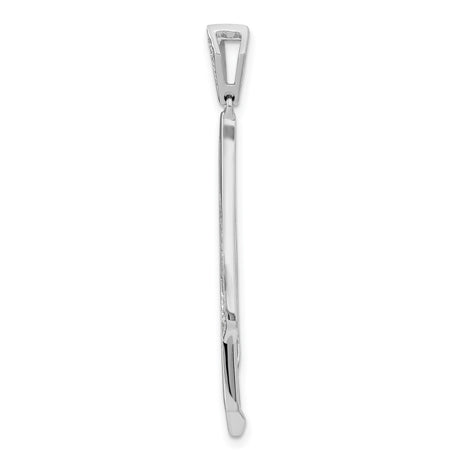 14k White Gold Pendant with Diamond, Modern Geometric Layered Design for Women
