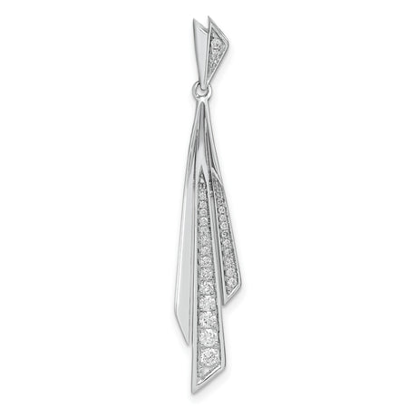 14k White Gold Pendant with Diamond, Modern Geometric Layered Design for Women
