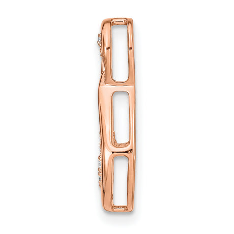 14k Rose Gold Teardrop Pendant with Diamond and Open Infinity Loop Design for Women