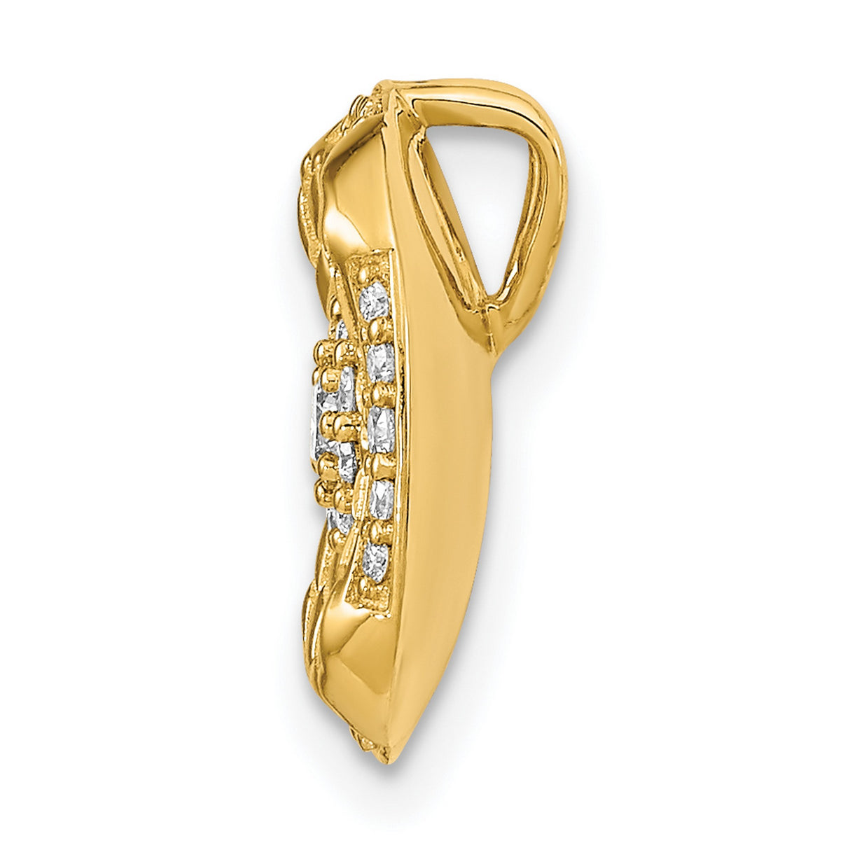 14k Yellow Gold Mens Pendant with Diamond Accents, Geometric Cluster Design, Lattice Texture