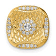 14k Yellow Gold Mens Pendant with Diamond Accents, Geometric Cluster Design, Lattice Texture