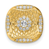 14k Yellow Gold Mens Pendant with Diamond Accents, Geometric Cluster Design, Lattice Texture