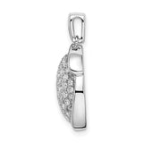 14k White Gold Diamond Pendant with Pavé Center and Abstract Frame Design for Women