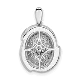 14k White Gold Diamond Pendant with Pavé Center and Abstract Frame Design for Women