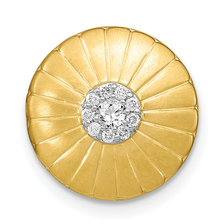 14k Yellow Gold Sunburst Pendant with Diamond Cluster, Round Radiant Design