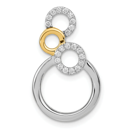 14k Two-Tone Gold Interlocking Circle Pendant with Cubic Zirconia, Symbolic Unity Jewelry for Women