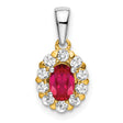14k Two-Tone Gold Pendant with Ruby and Lab Grown Diamond Halo Accents