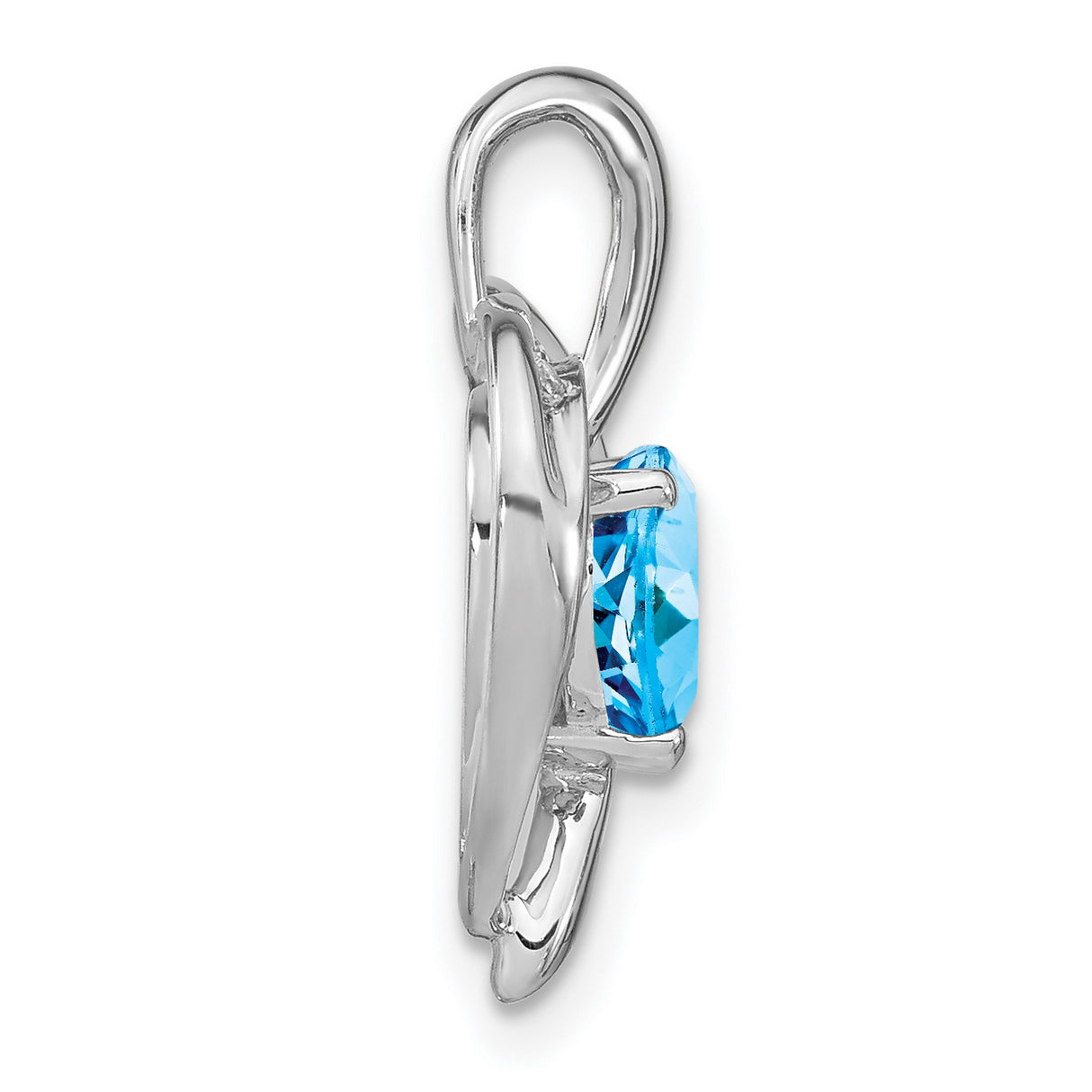 14k White Gold Heart Pendant with Swiss Blue Topaz and Diamond Accents for Women
