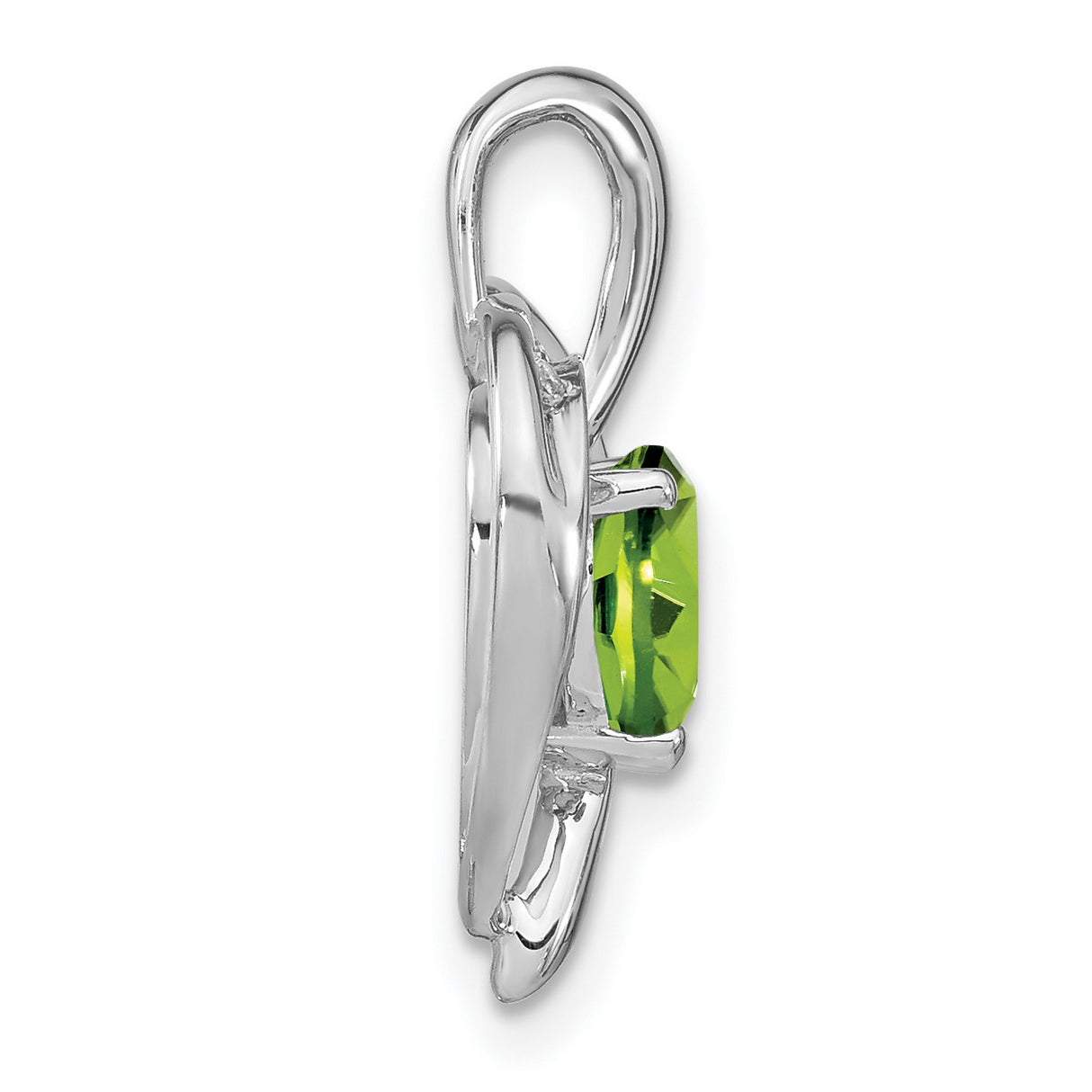 14k White Gold Heart Pendant with Peridot and Diamond Accents, Open Heart Design for Women
