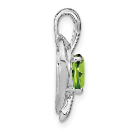 14k White Gold Heart Pendant with Peridot and Diamond Accents, Open Heart Design for Women