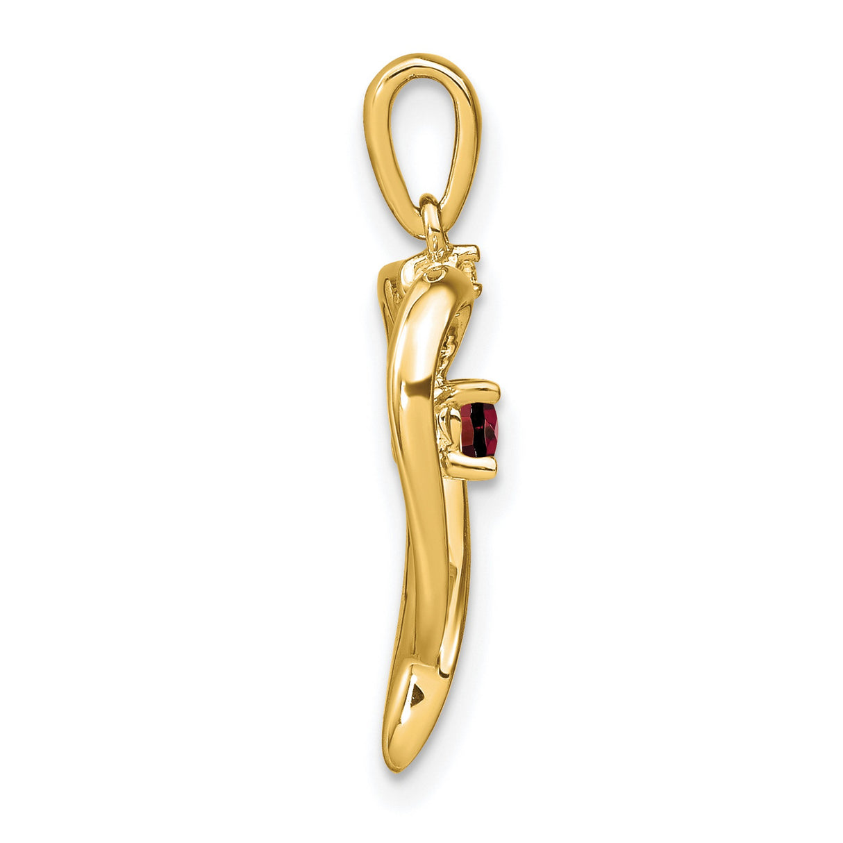 14k Yellow Gold Heart Pendant with Garnet and Diamond Accent, Open Heart Design for Women