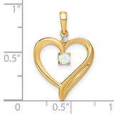 14k Yellow Gold Heart Pendant with Lab Created Opal and Diamond Accent