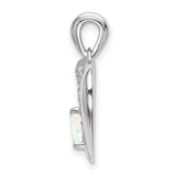 14k White Gold Heart Pendant with Lab Created Opal and Diamond Accents, Infinity Design