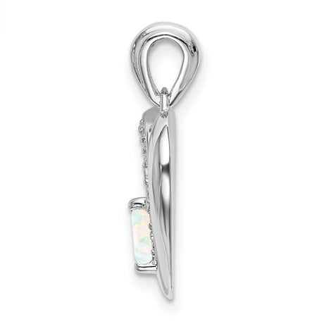 14k White Gold Heart Pendant with Lab Created Opal and Diamond Accents, Infinity Design
