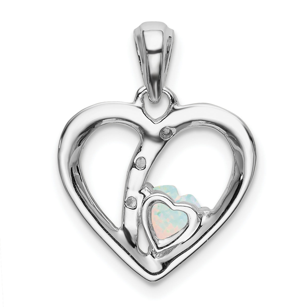 14k White Gold Heart Pendant with Lab Created Opal and Diamond Accents, Infinity Design