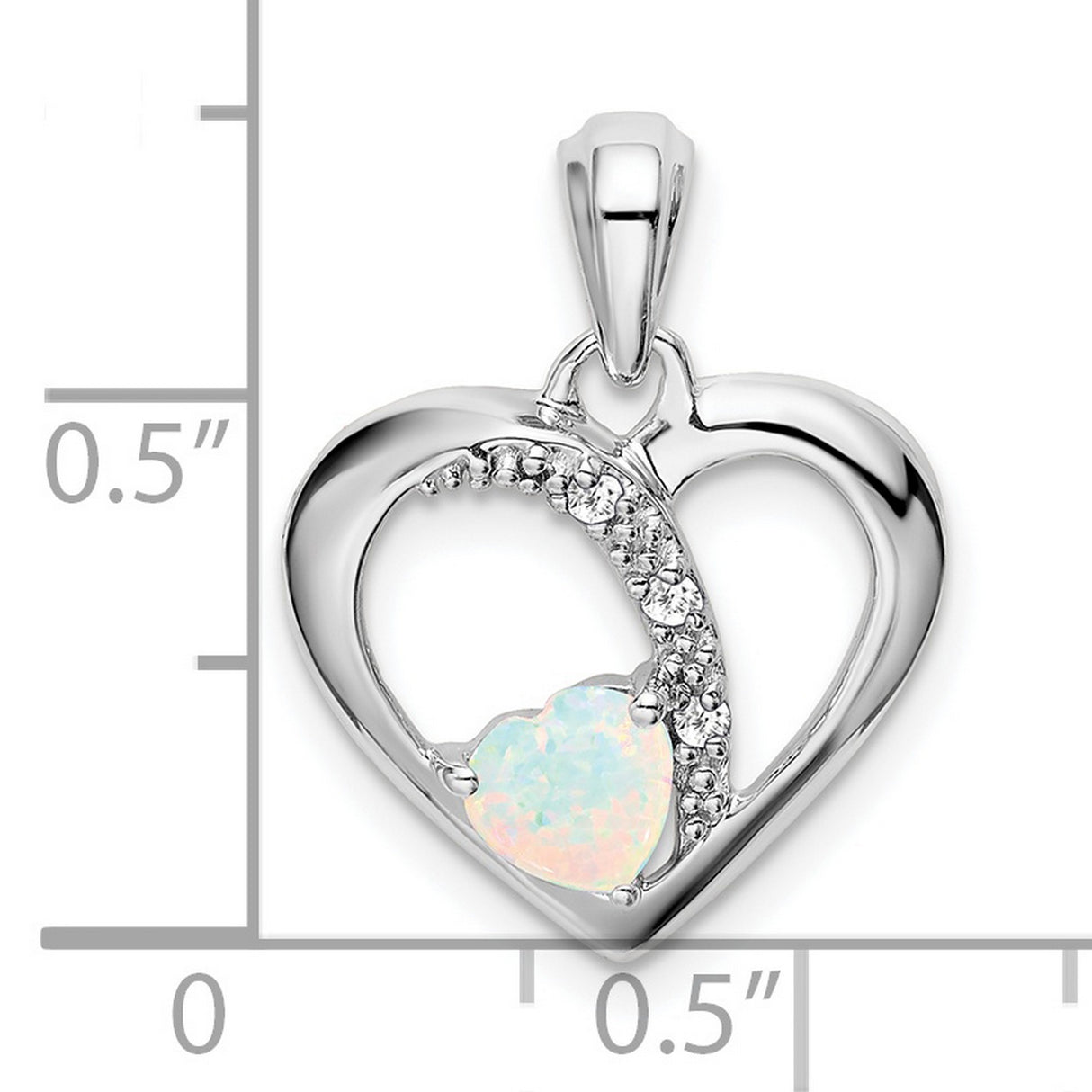 14k White Gold Heart Pendant with Lab Created Opal and Diamond Accents, Infinity Design