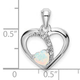 14k White Gold Heart Pendant with Lab Created Opal and Diamond Accents, Infinity Design