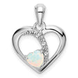 14k White Gold Heart Pendant with Lab Created Opal and Diamond Accents, Infinity Design