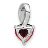 14k White Gold Heart Pendant with Garnet and Diamond Accents