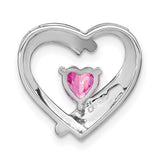 Sterling Silver Pendant with Pink Sapphire and Cubic Zirconia, Intertwined Heart Design