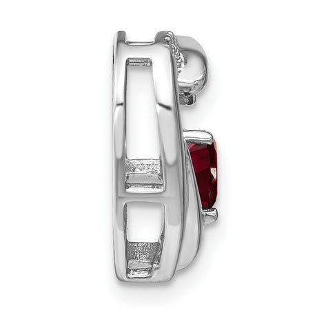 Sterling Silver Heart Pendant with Garnet and Diamond Accents for Women