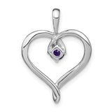14k White Gold Heart Pendant with Amethyst Gemstone, Romantic Fine Jewelry for Women