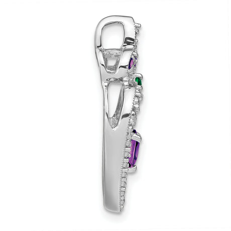 Amethyst Created Emerald Charm Pendant in Real 925 Sterling Silver
