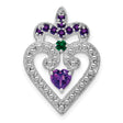 Amethyst Created Emerald Charm Pendant in Real 925 Sterling Silver