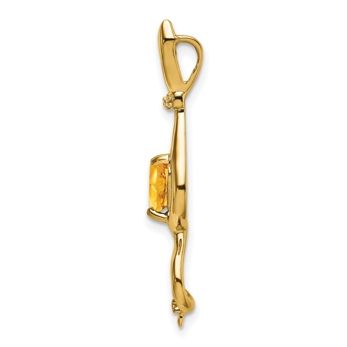 Citrine and Diamond Cat Charm Pendant in Real 10k Yellow Gold