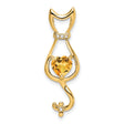 Citrine and Diamond Cat Charm Pendant in Real 10k Yellow Gold