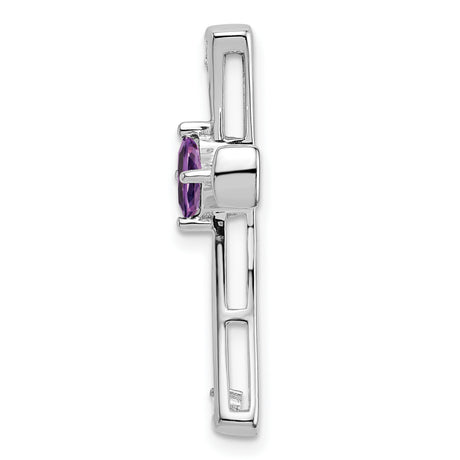 14k White Gold Cross Pendant with Amethyst and Diamond, Teardrop Design, Spiritual Jewelry