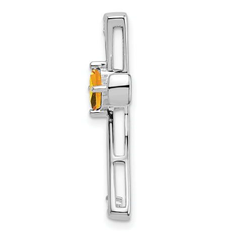 14k White Gold Cross Pendant with Citrine and Diamond Accents , Modern Faith Jewelry Design