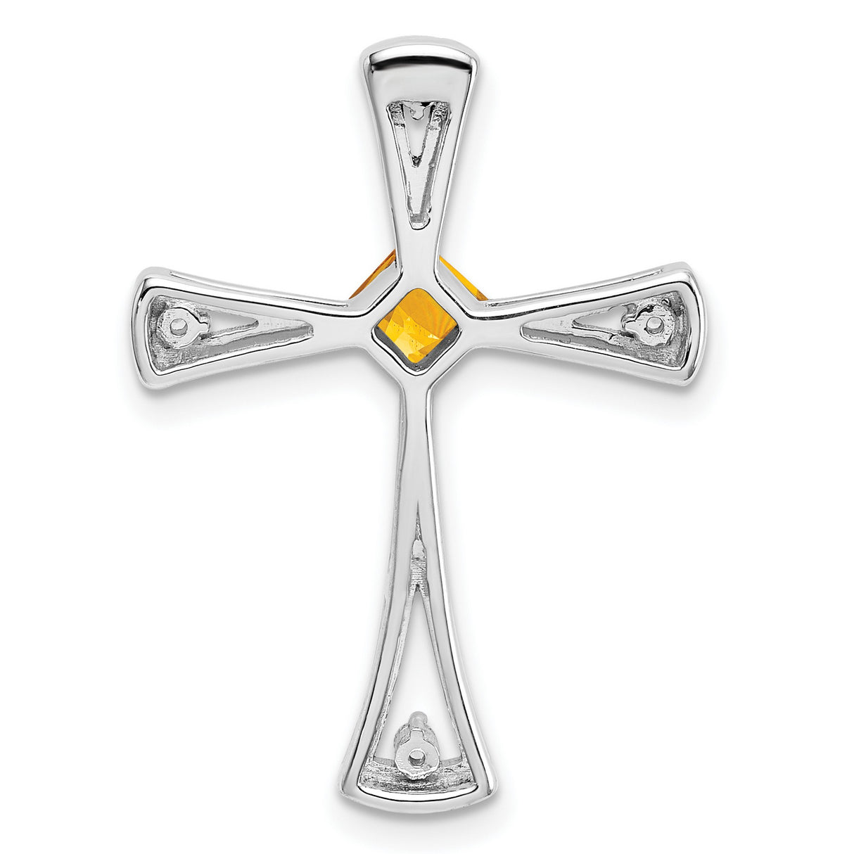 14k White Gold Cross Pendant with Citrine and Diamond Accents , Modern Faith Jewelry Design